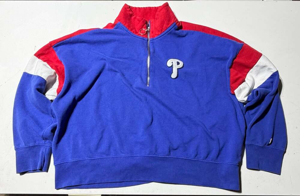Philadelphia Phillies Blue & Red Quarter-Zip Pullover Sweatshirt